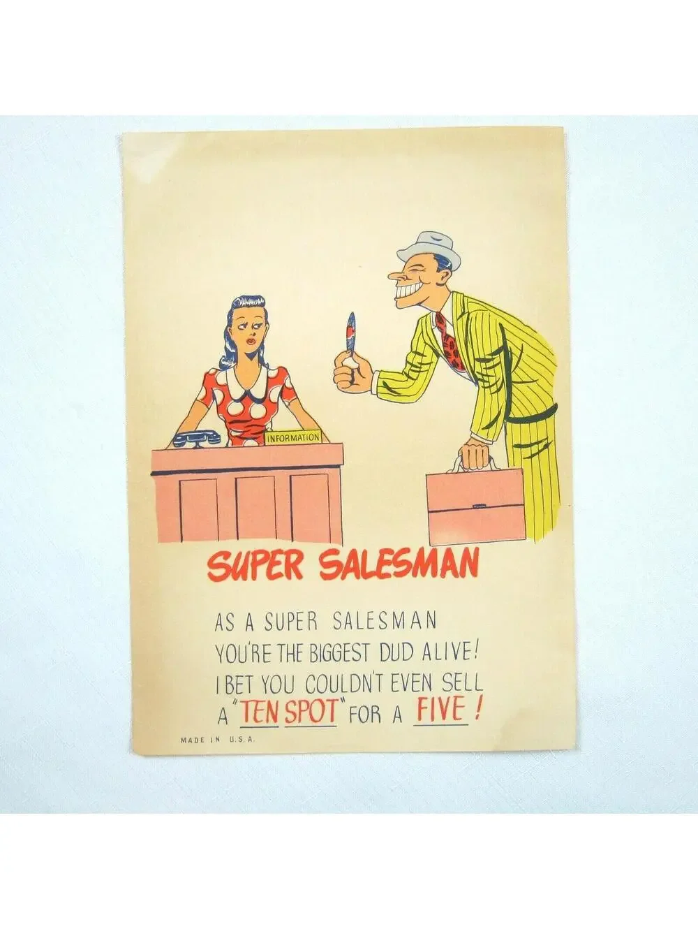 Vintage Vinegar Valentine Super Salesman Penny Dreadful Sarcasm Insult Ephemera